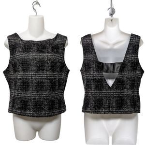 BANANA REPUBLIC Wool Plaid Cutout Sleeveless Top 12